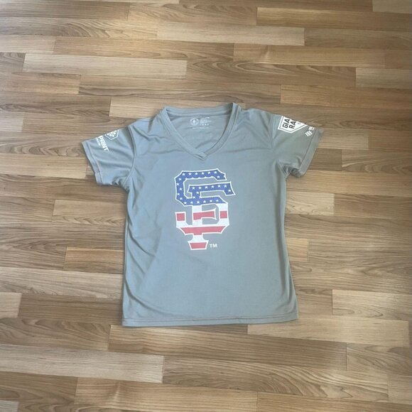 Women's Grey and Blue T-shirt - Picture 2 of 6